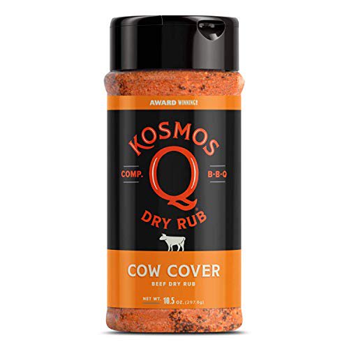 Kosmos Q Cow Cover BBQ Rub | Savory Blend | Great on Brisket, Steak, Ribs & Burgers | Best Barbecue Rub | Meat Seasoning & Spice Dry Rub | 10.5 oz Shaker Bottle