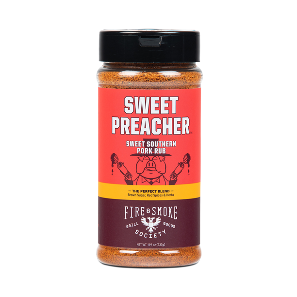  Fire & Smoke Society Sweet Preacher Pork Rub, BBQ Seasoning  for Smoking and Grilling Meat, Pulled Pork Ribs Chops, Poultry, Chicken,  Beef, Dry BBQ Rubs and Spices